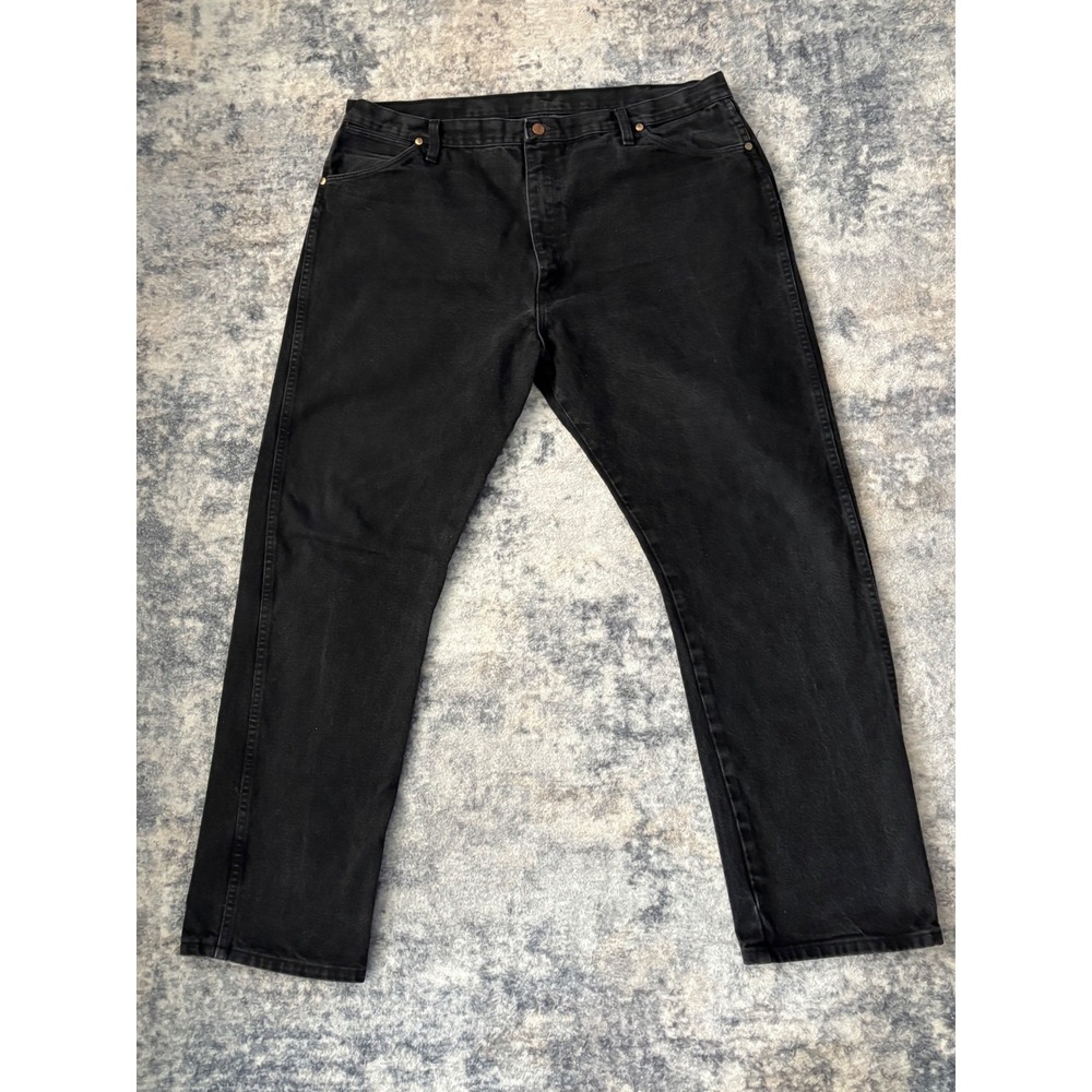 Vintage Wrangler Jeans‎ Black 42x32 Denim 13MWZ Cowboy Cut Rodeo Leather Patch
